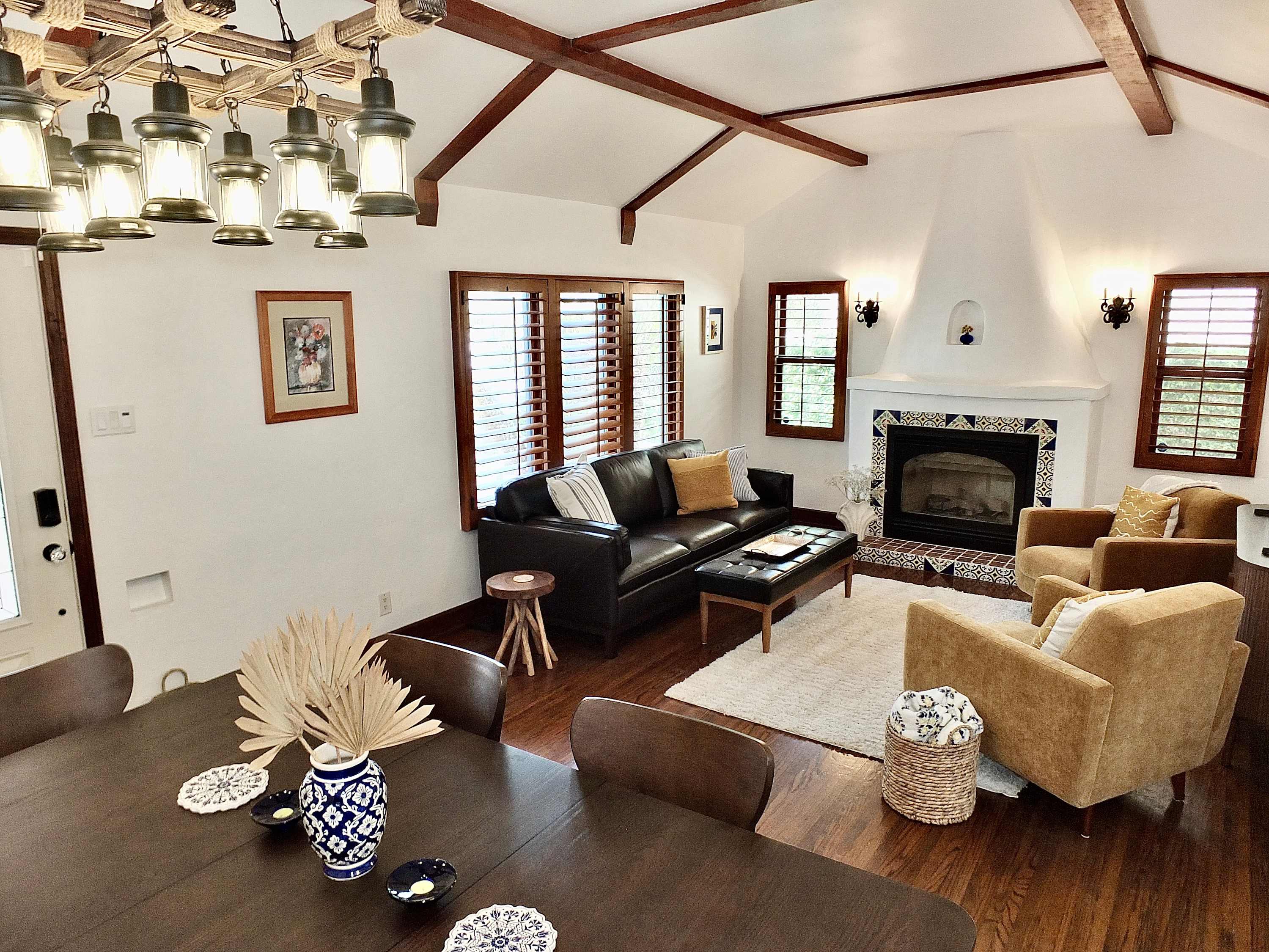 Gather in the cozy living area 