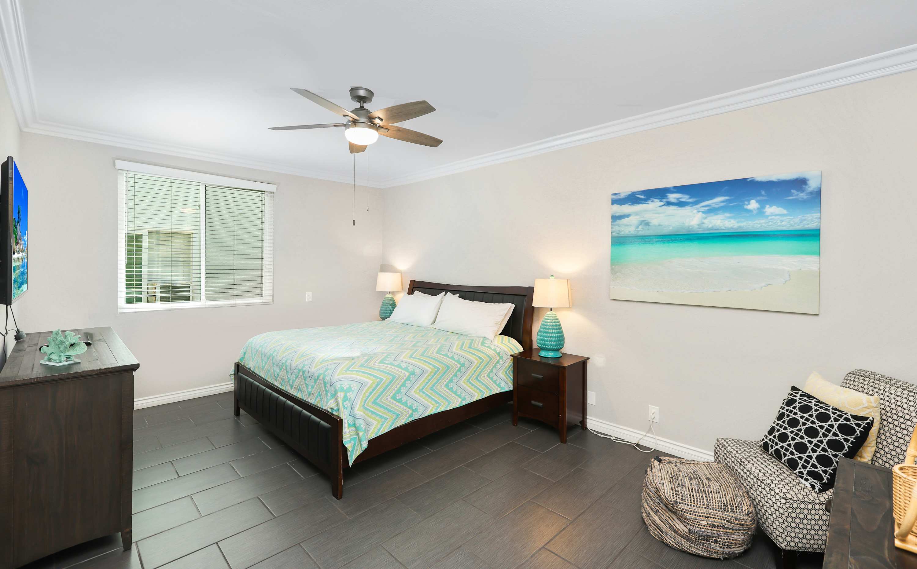 The tranquil king suite boasts a private ensuite bath & TV