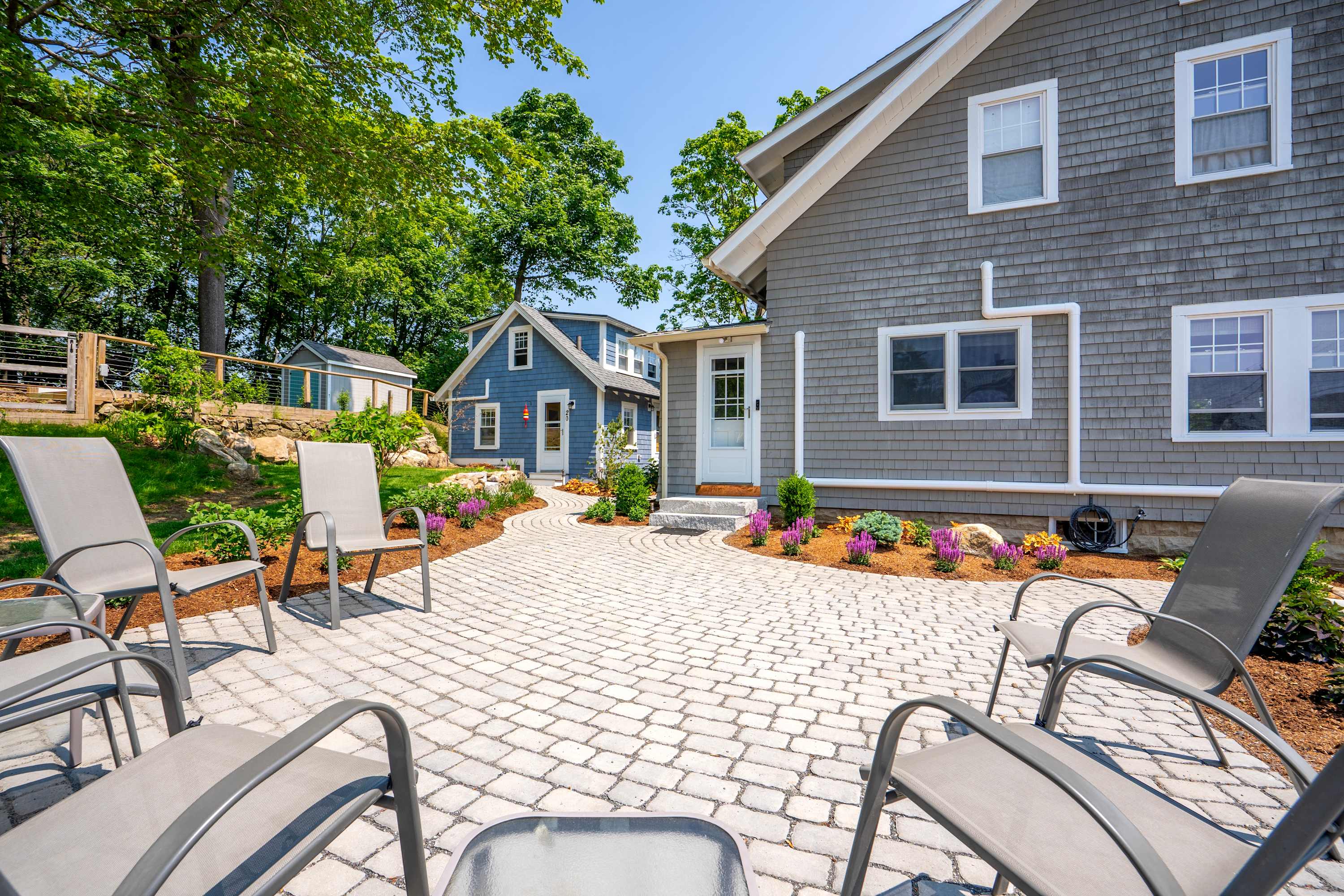 Enjoy the custom landscaping outdoors with the family!