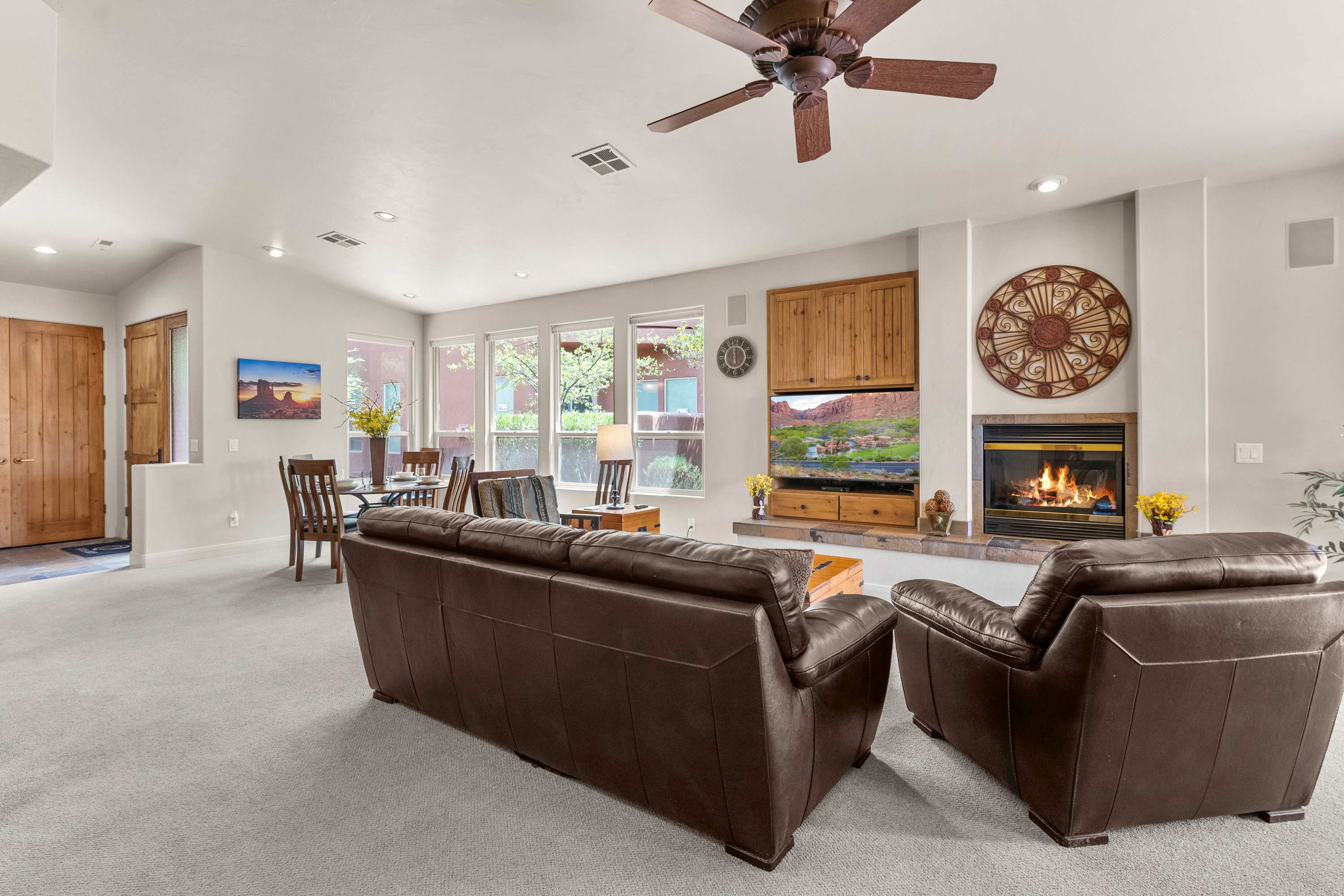 Curl up in the cozy living room & stream your favorites on the smart TV​