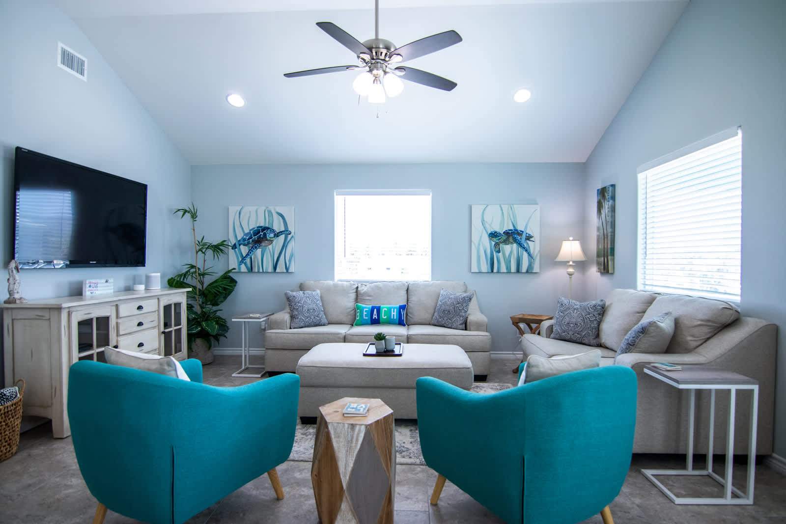 Ample seating for family and friends in the living area