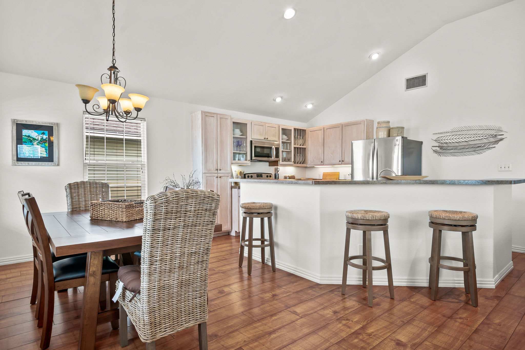 The elegant dining area offers space for the whole crew