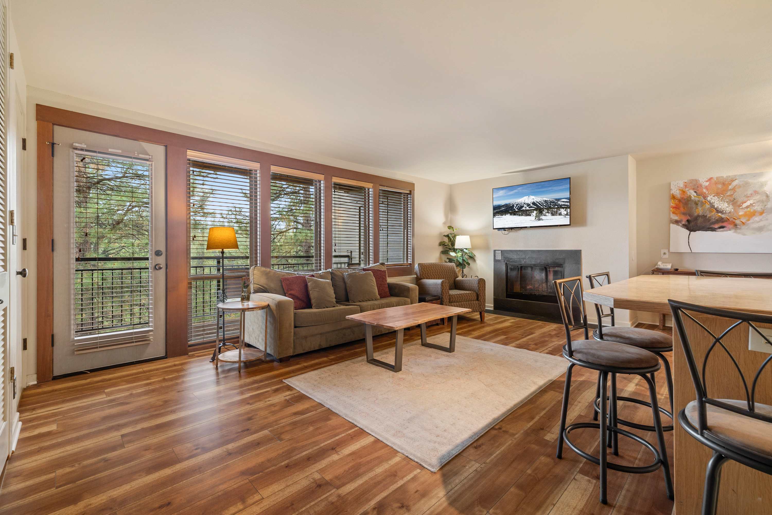 Curl up in the airy living room & stream all your favorite entertainment