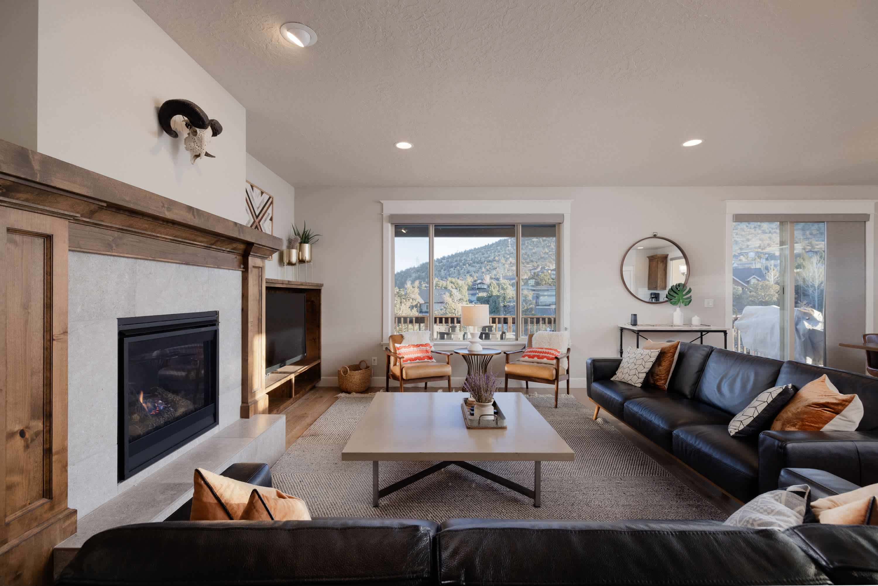 Curl up in the cozy living room & stream your favorites on the smart TV