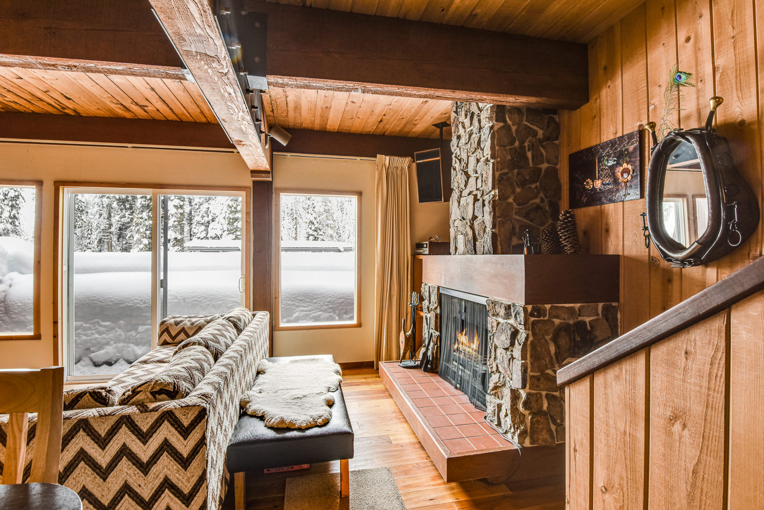 Cozy living area with TV and fireplace