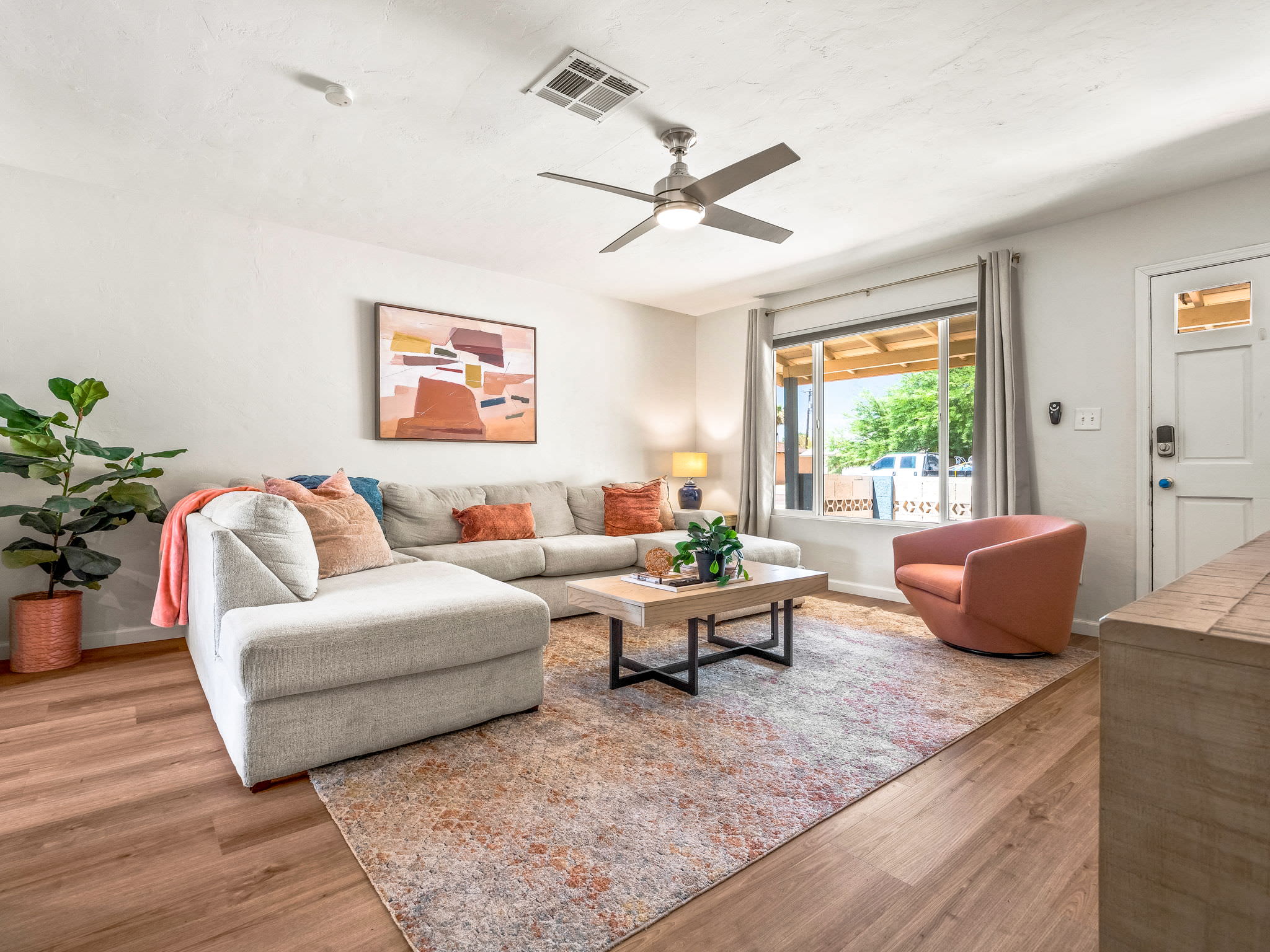 The sliding doors are the entrance to the fully and exquisitely furnished home