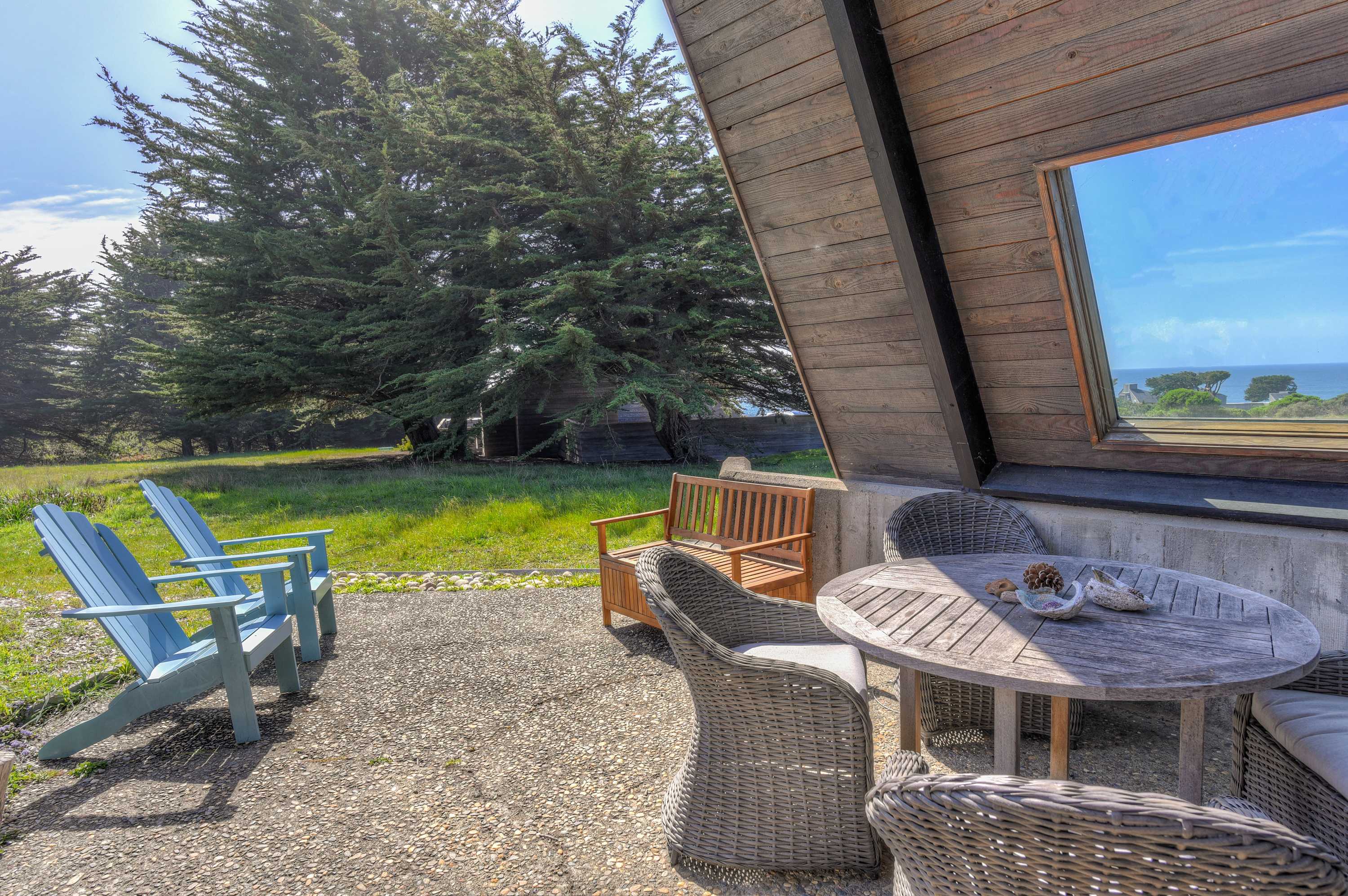 Outdoor seating on back patio