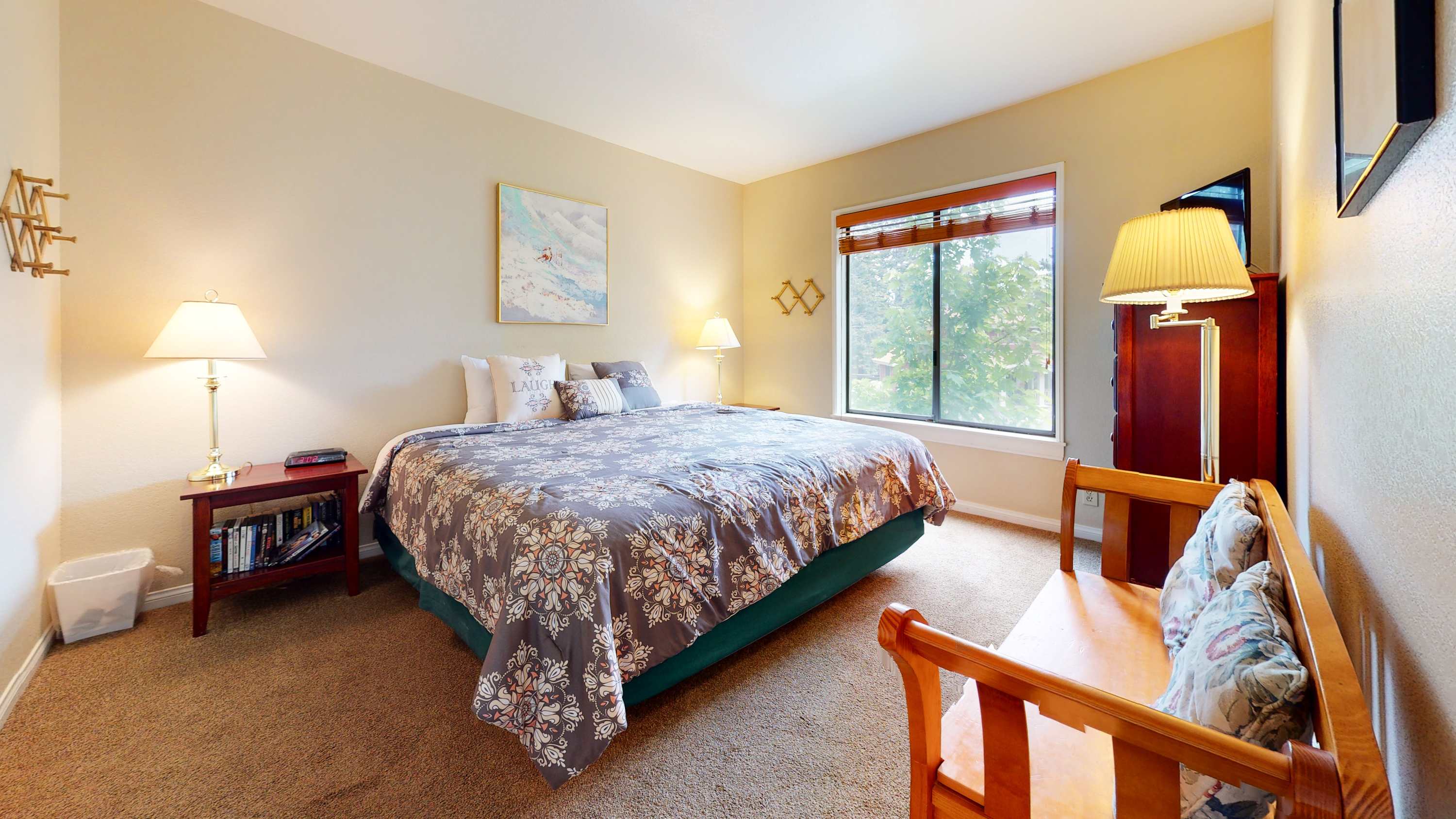 King bedroom with TV