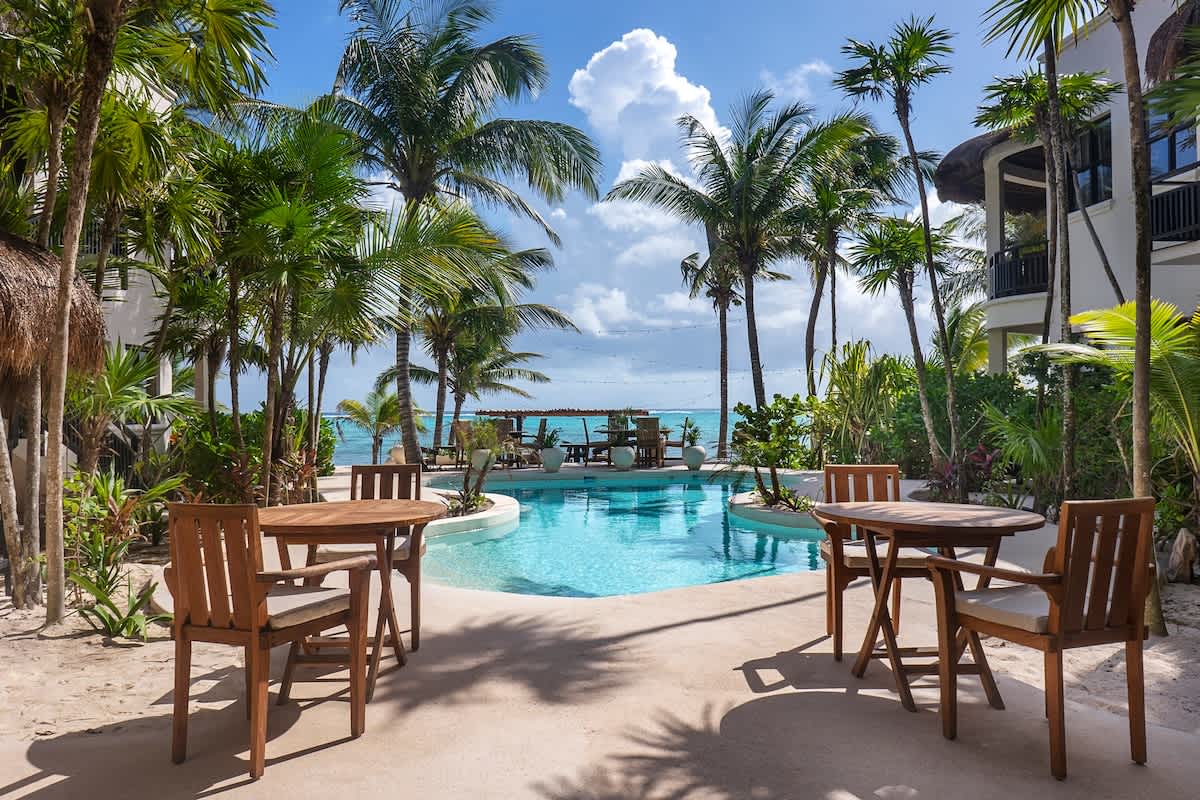 Shared pool with stunning ocean views