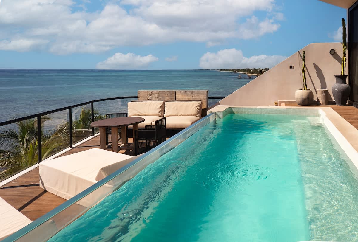 A private pool with breathtaking ocean views
