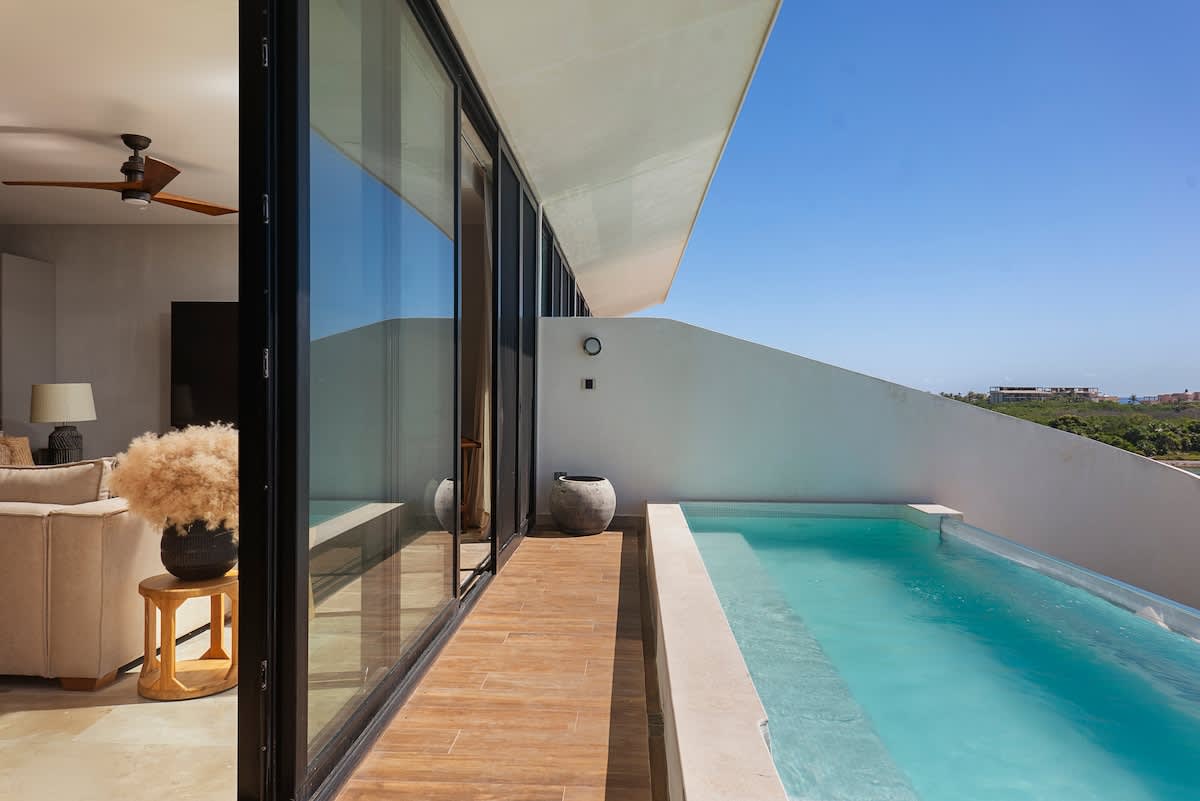 A private terrace featuring a plunge pool