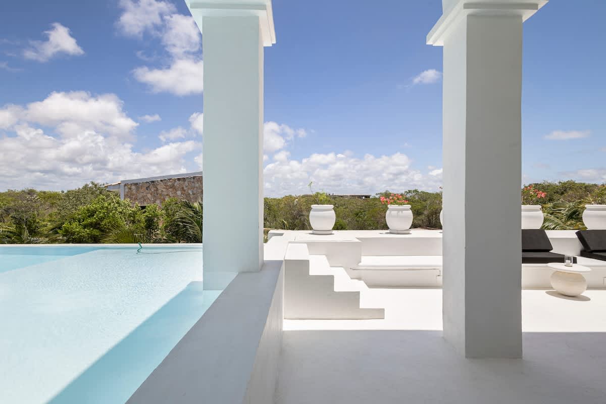 Master suite-- Jungle view, Large private terrace with pool, Lounge area, Marble bathroom, Pool and garden view.
