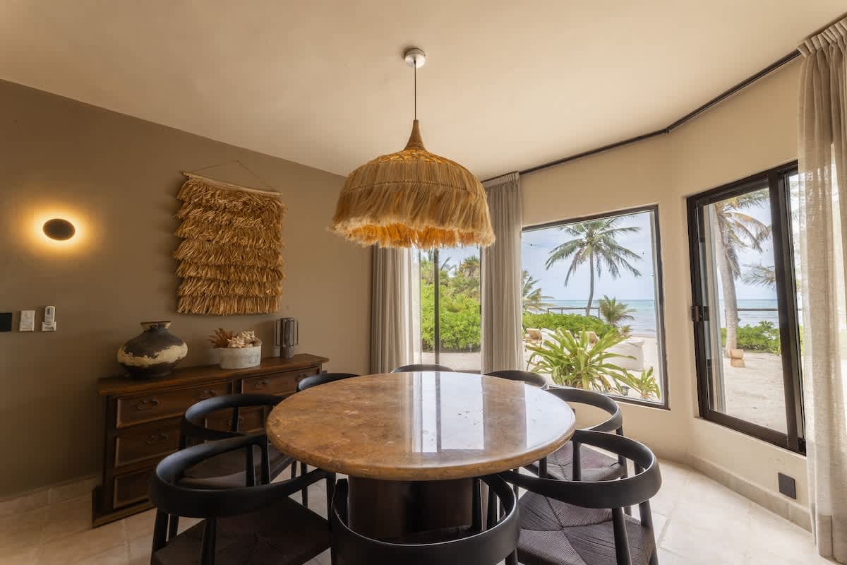 Beautiful dining room with an ocean view