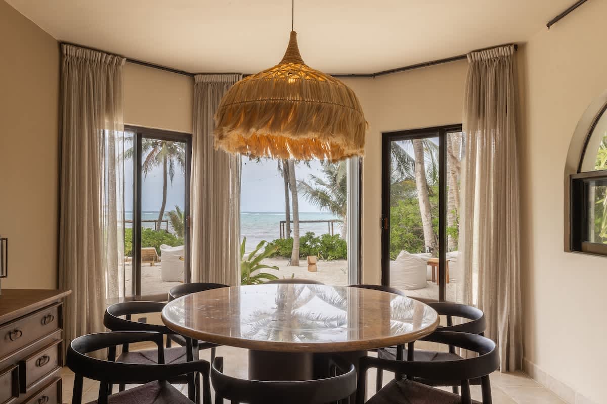 Beautiful dining room with an ocean view