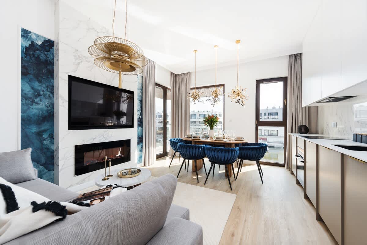 Unique interiors in a seaside marina