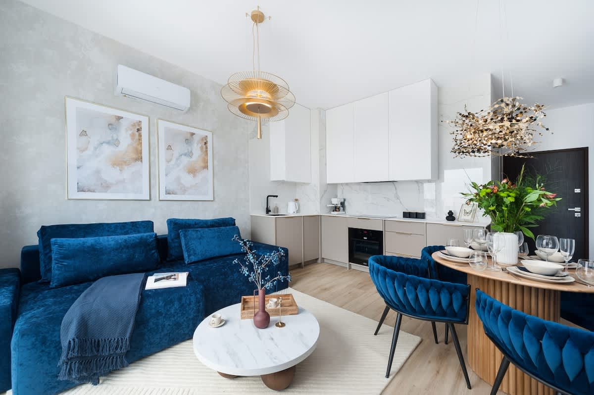 Unique interiors in a modern seaside marina