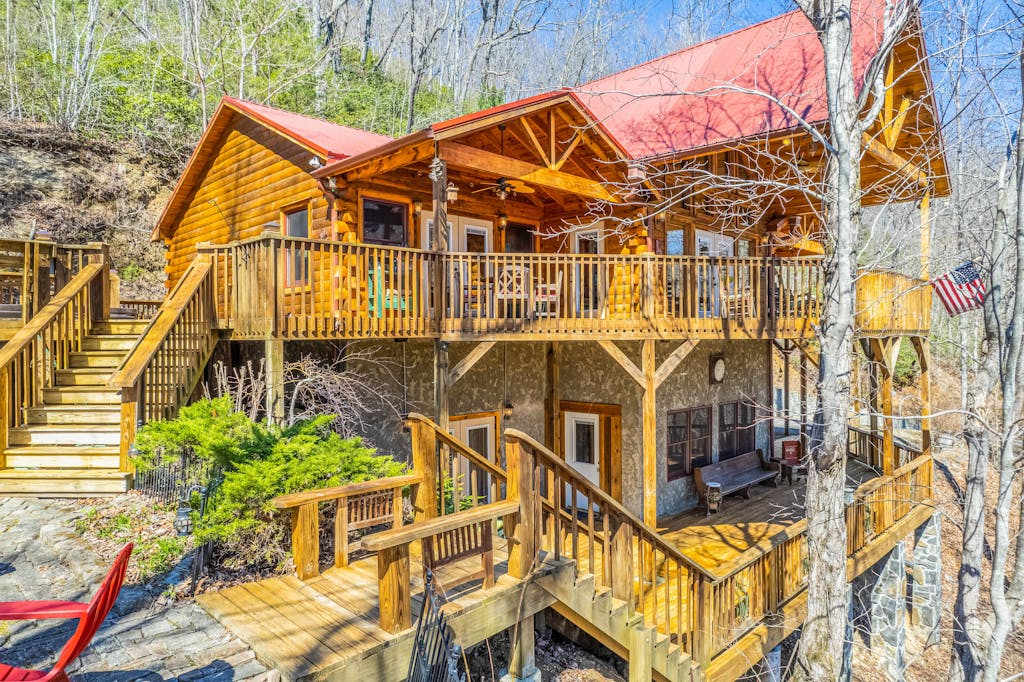 Gorgeous mountain-view home with huge decks, hot tub, game room, & fireplaces