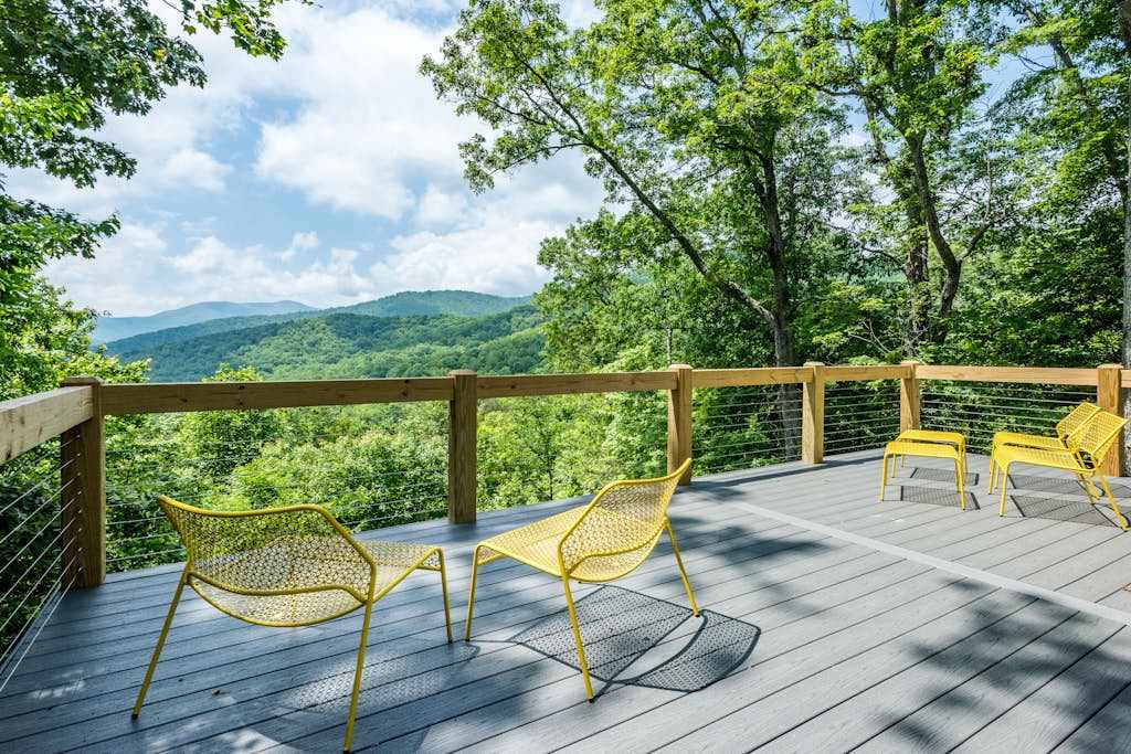 Artful mountain-view retreat with fireplaces, AC, W&D & epic outdoor living