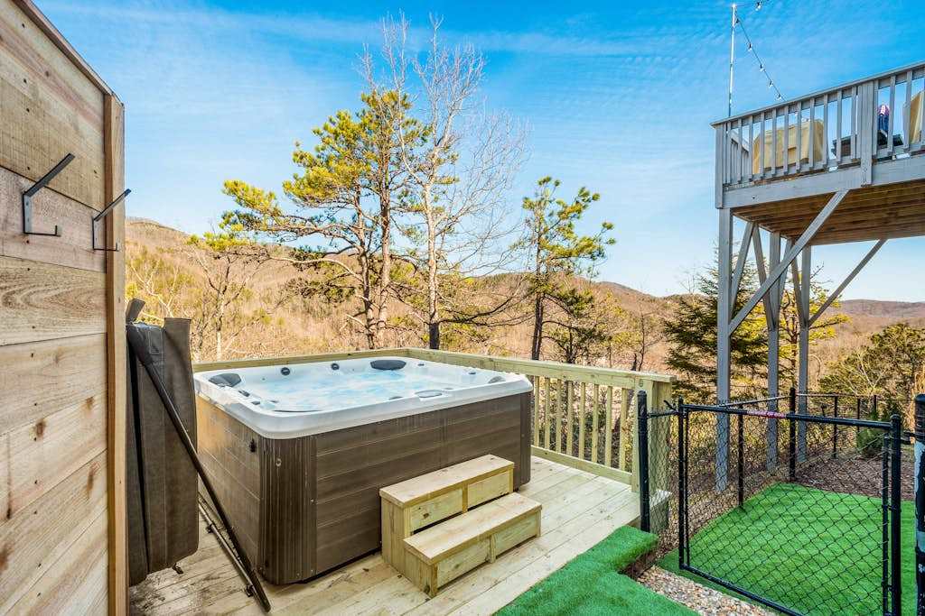 Scenic Blue Ridge home with amazing views, hot tub, deck, firepit, & game room