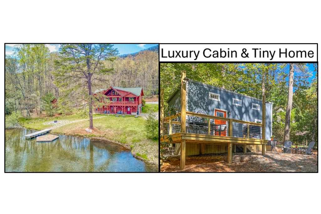 Lakefront Blue Ridge Cabin & tiny home with a firepit, wet bar, W&D, dock