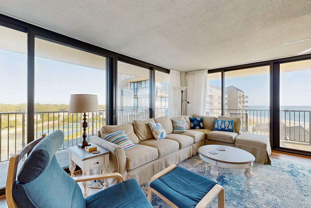 Sea Colony oceanfront condo with pool hot tub sauna basketball elevator
