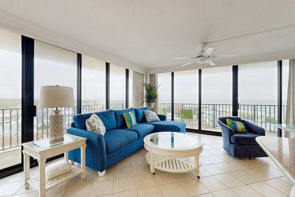 Sea Colony 6th floor condo with balcony shared tennis court & partial ocean view
