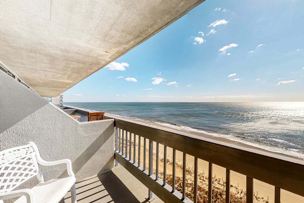 Updated oceanfront Century I condo with pool, ocean & bay views, AC - steps to beach