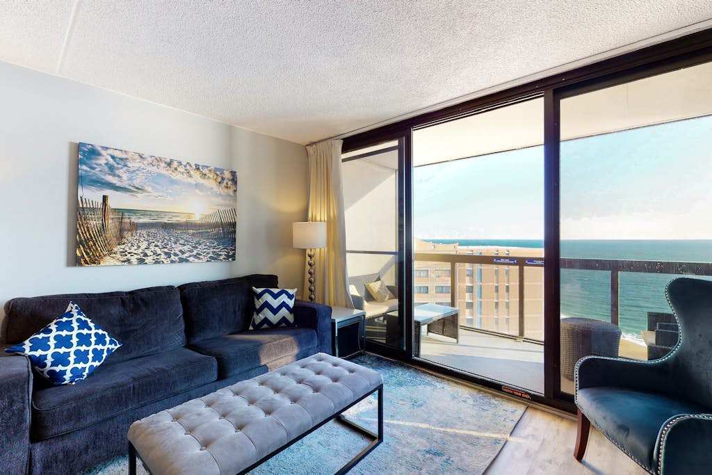 Updated oceanfront condo with balcony, AC, washer & dryer, pools & sauna