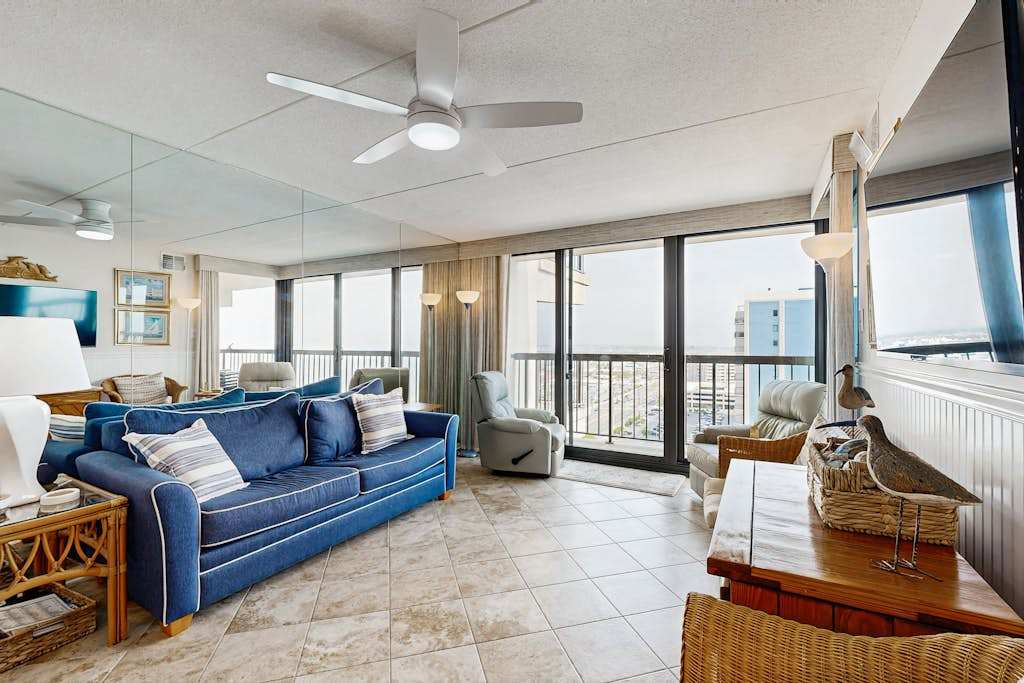 Convenient & budget-friendly beach condo with balcony, pools, sauna & gym
