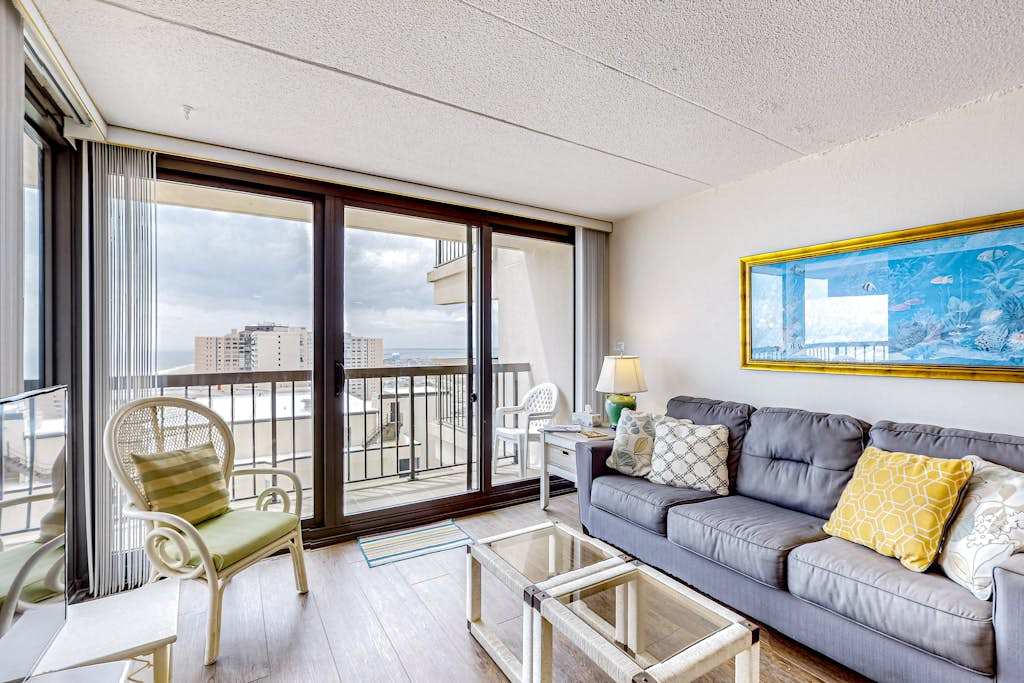 Ocean-view condo with amazing balcony, indoor & outdoor pools, gym & theater