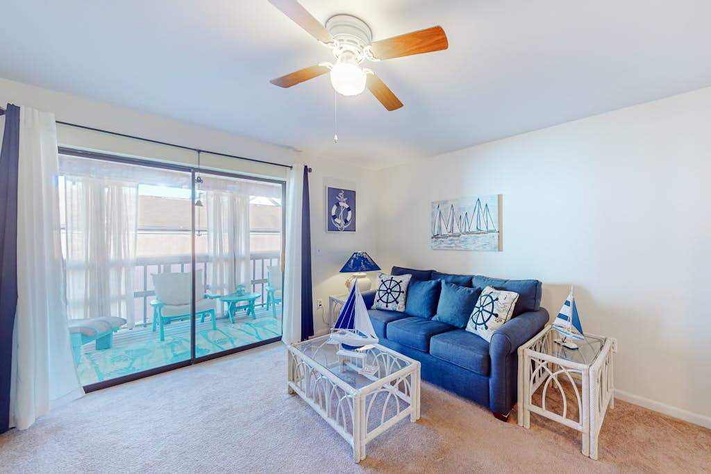 Comfortable condo with deck, heated pool, and family-friendly amenities