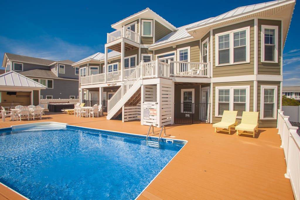 Oceanfront home with private pool, hot tub, outdoor bar, theater room, game room