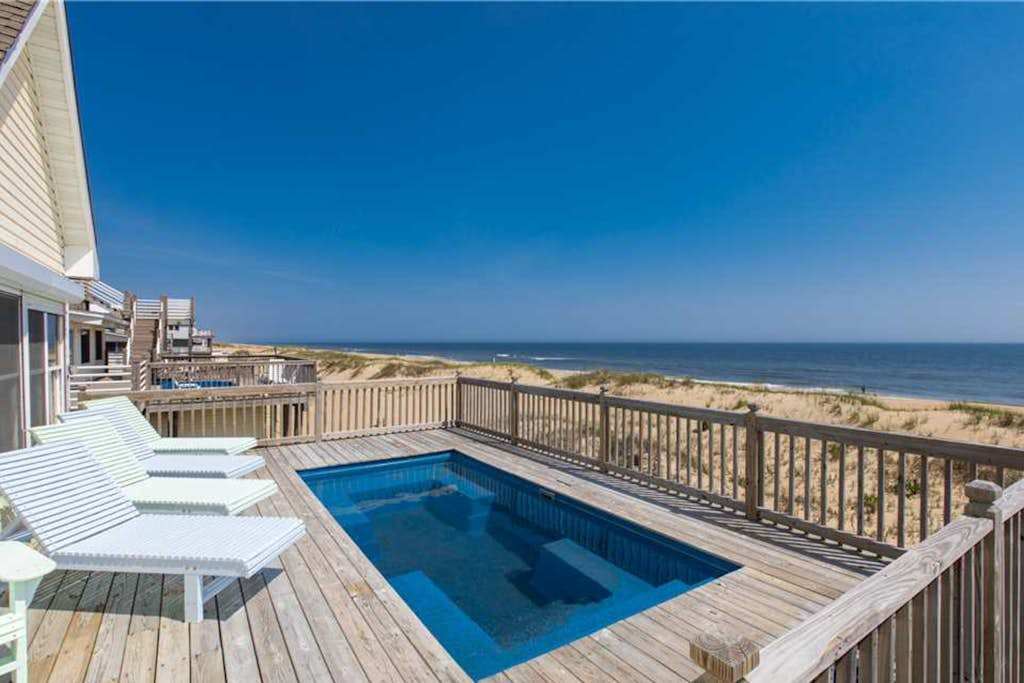 Oceanfront home with private pool, crow's nest deck, game room & fireplace