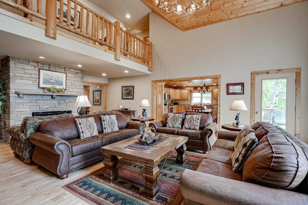 Lakefront home with private dock, firepit, playground & lake views