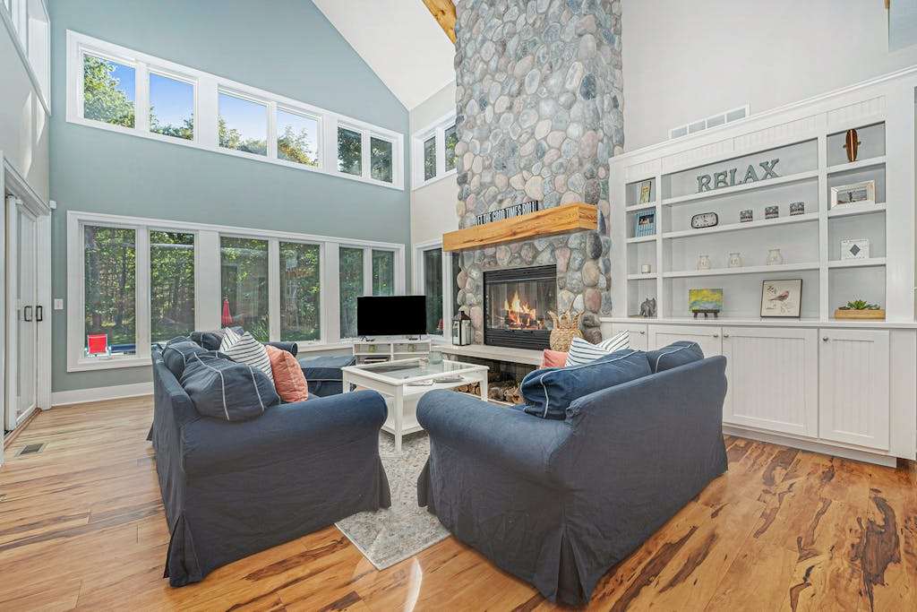 Spacious Home with Two Fireplaces, Game Room, & Private Pool - Walk to the Lake