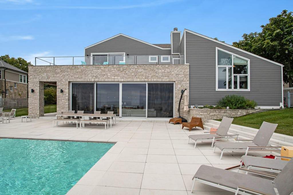 Large, dog-friendly lakefront home with private pool & hot tub, central AC & washer & dryer