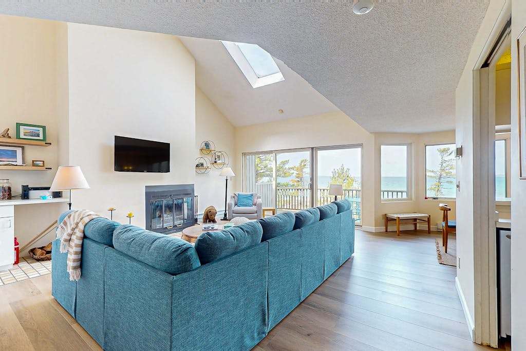 Darling condo on Lake Michigan with washer & dryer, deck, lake views, fireplace