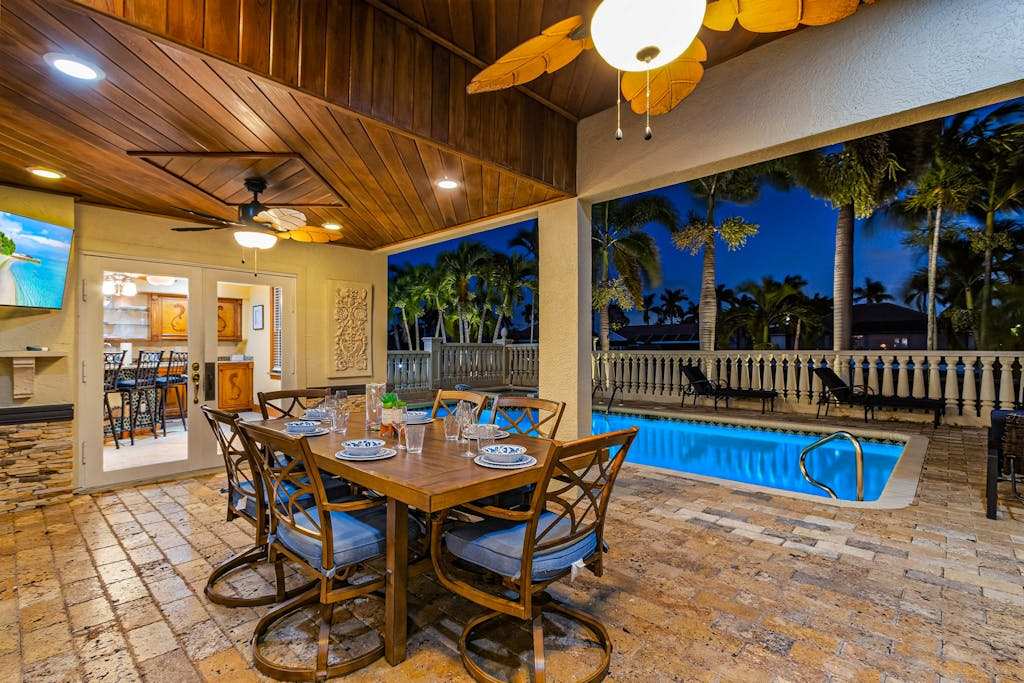 Striking European style home with private pool hot tub & river access via dock