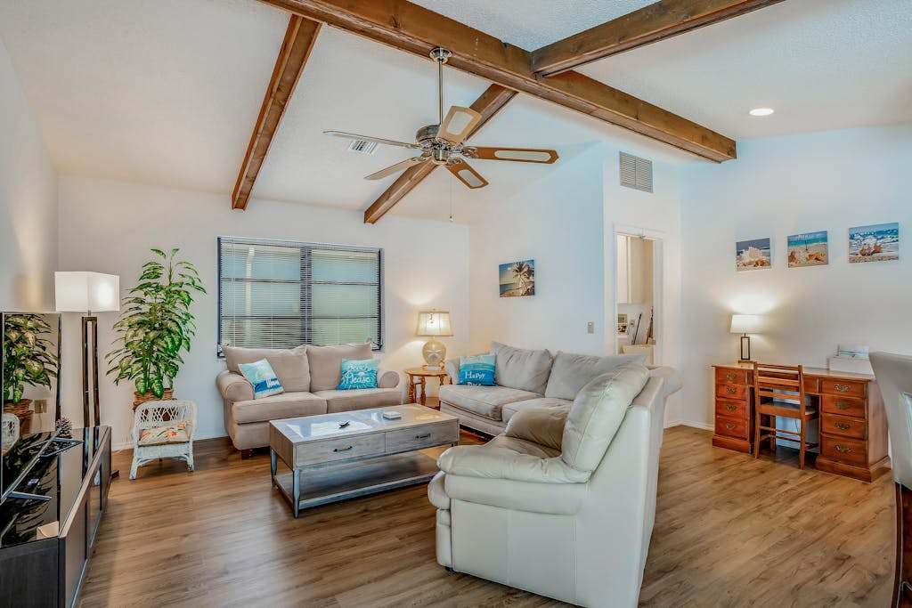 One level home in quiet location with private pool central AC & open layout