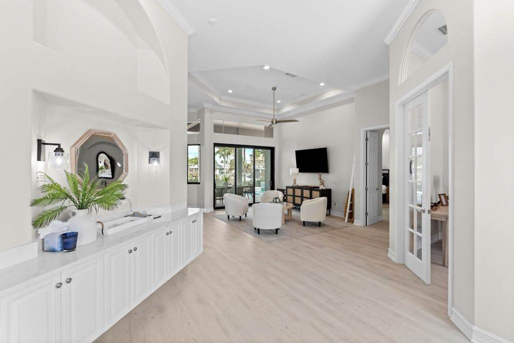 Waterfront home with private heated pool spa BBQ views & bikes