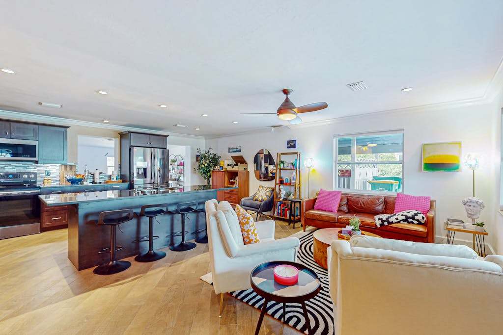 Updated home near beach & golf with private yard firepit & home office