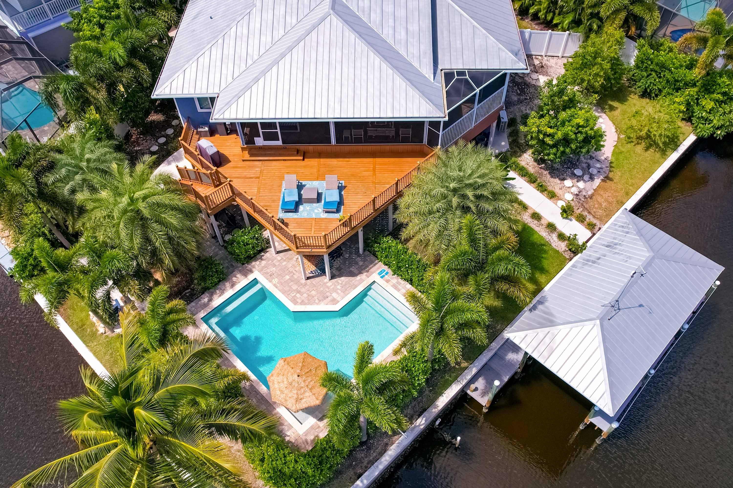 Luxurious waterfront home pool boat dock fillet station private guest suite