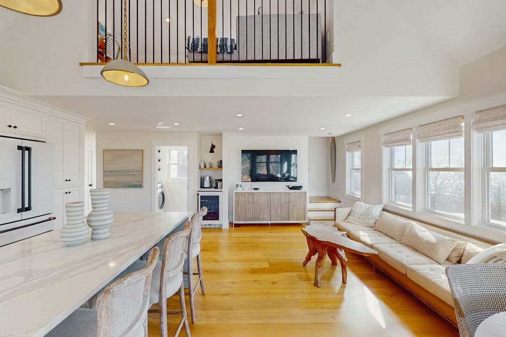 Newly built, bayview house steps from the beach with spacious deck, washer & dryer & grill