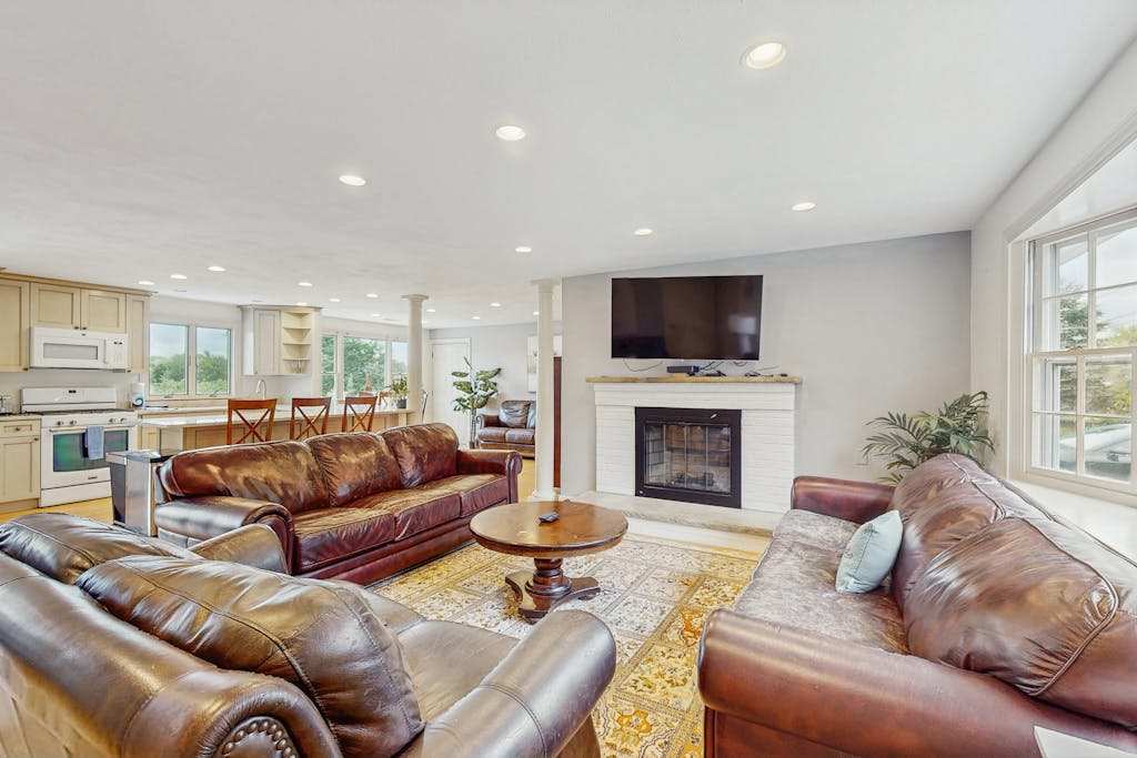 Peaceful waterfront home with private beach, marsh views, AC & spacious interior