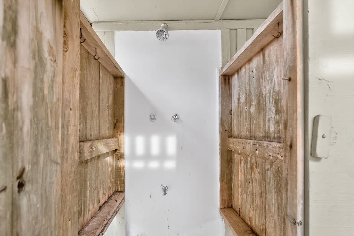 Outdoor shower for rinsing off after beach days