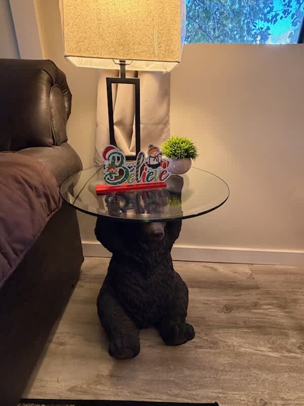  Unique bear table adds a whimsical touch to your relaxation haven!