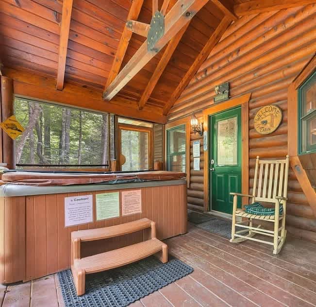 Soak under the stars in your own bubbling hot tub at Black Bearry Hill by Beyond Expectations.


