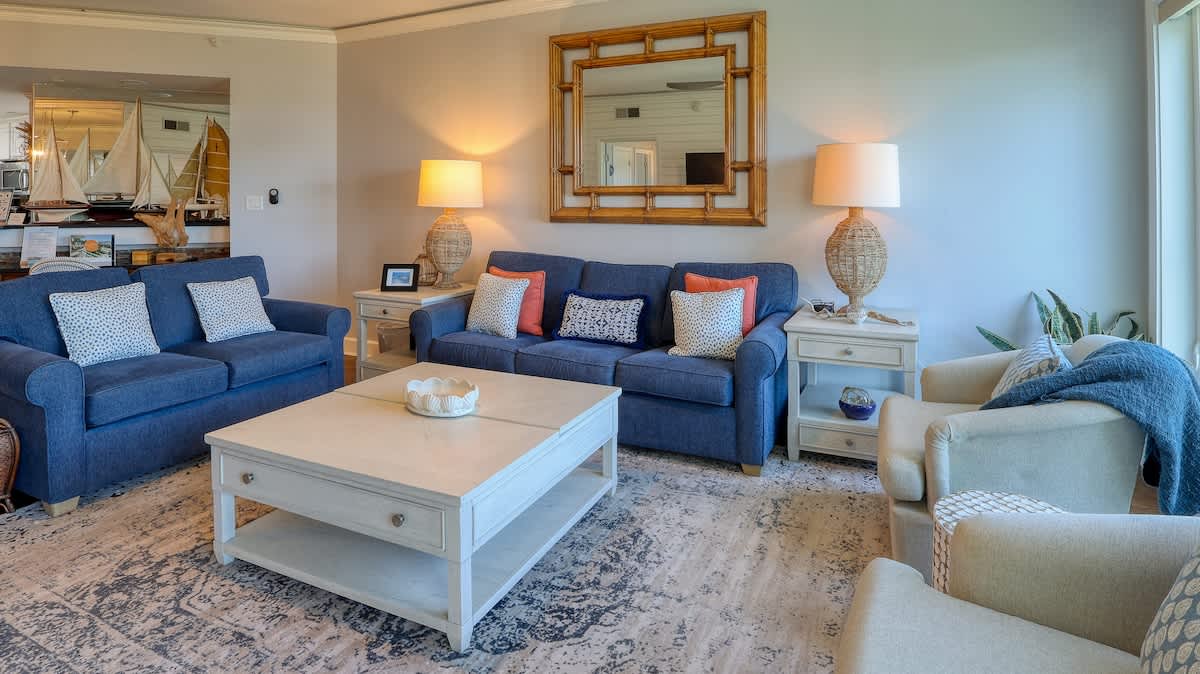 Living Area with Ocean View Balcony