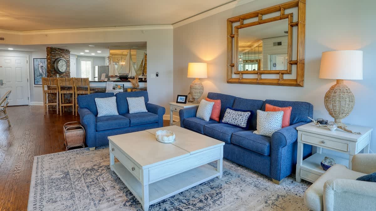 Living Area with Ocean View Balcony