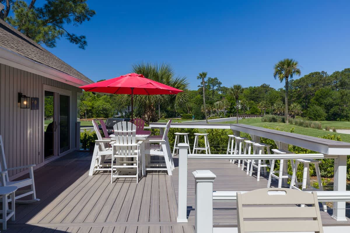 Pool Area and Deck with Hot Tub and Golf Course Views